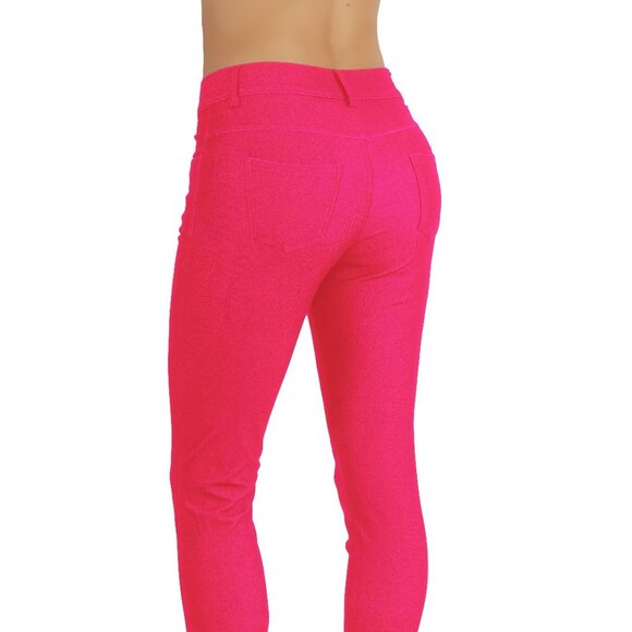 Jean Look Jeggings Tights Slim Fit Pull Up Pants - Picture 4 of 5